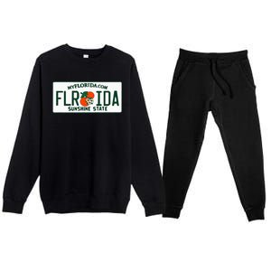 Florida Fl License Plate Classic Premium Crewneck Sweatsuit Set