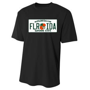 Florida Fl License Plate Classic Performance Sprint T-Shirt