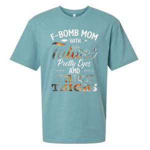 Funny FBomb Mom With Tattoos Pretty Eyes And Thick Thighs Sueded Cloud Jersey T-Shirt