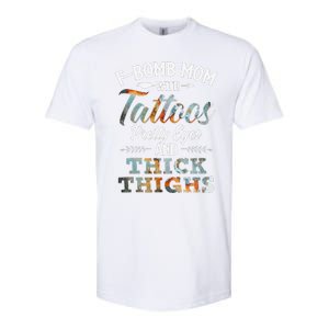 Funny FBomb Mom With Tattoos Pretty Eyes And Thick Thighs Softstyle CVC T-Shirt