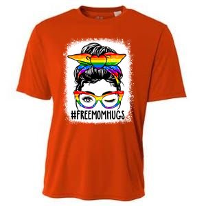 Funny Free Mom Hugs Messy Bun Lgbt Pride Month Rainbow Gift Cooling Performance Crew T-Shirt