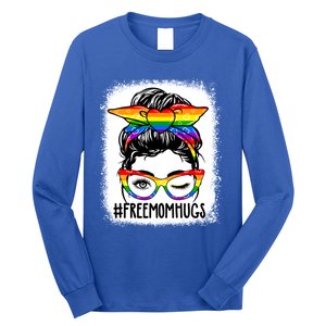 Funny Free Mom Hugs Messy Bun Lgbt Pride Month Rainbow Gift Long Sleeve Shirt