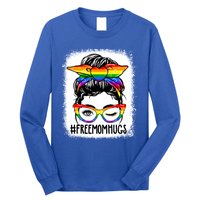 Funny Free Mom Hugs Messy Bun Lgbt Pride Month Rainbow Gift Long Sleeve Shirt