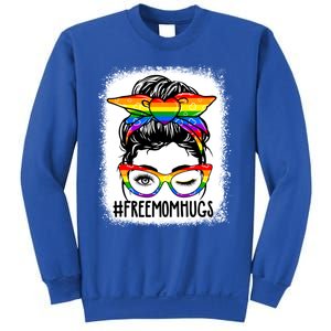 Funny Free Mom Hugs Messy Bun Lgbt Pride Month Rainbow Gift Sweatshirt