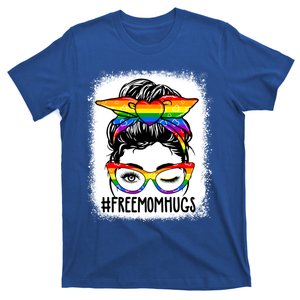 Funny Free Mom Hugs Messy Bun Lgbt Pride Month Rainbow Gift T-Shirt