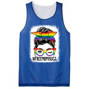 Funny Free Mom Hugs Messy Bun Lgbt Pride Month Rainbow Gift Mesh Reversible Basketball Jersey Tank