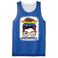 Funny Free Mom Hugs Messy Bun Lgbt Pride Month Rainbow Gift Mesh Reversible Basketball Jersey Tank