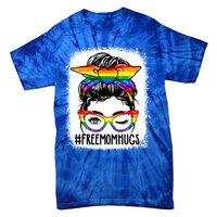 Funny Free Mom Hugs Messy Bun Lgbt Pride Month Rainbow Gift Tie-Dye T-Shirt