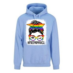 Funny Free Mom Hugs Messy Bun Lgbt Pride Month Rainbow Gift Unisex Surf Hoodie