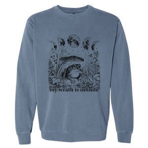 Funny Frog Meme My Wrath Is Infinite Frog Pond Garment-Dyed Sweatshirt