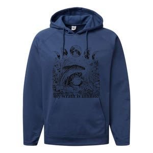 Funny Frog Meme My Wrath Is Infinite Frog Pond Performance Fleece Hoodie