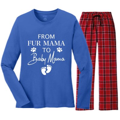 From Fur Mama To Mama Dog Cat Owner New Mom Pregnant Gift Women's Long Sleeve Flannel Pajama Set 