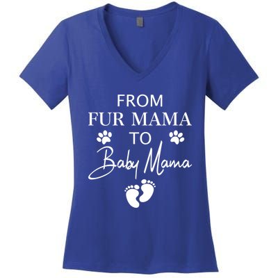 From Fur Mama To Mama Dog Cat Owner New Mom Pregnant Gift Women's V-Neck T-Shirt