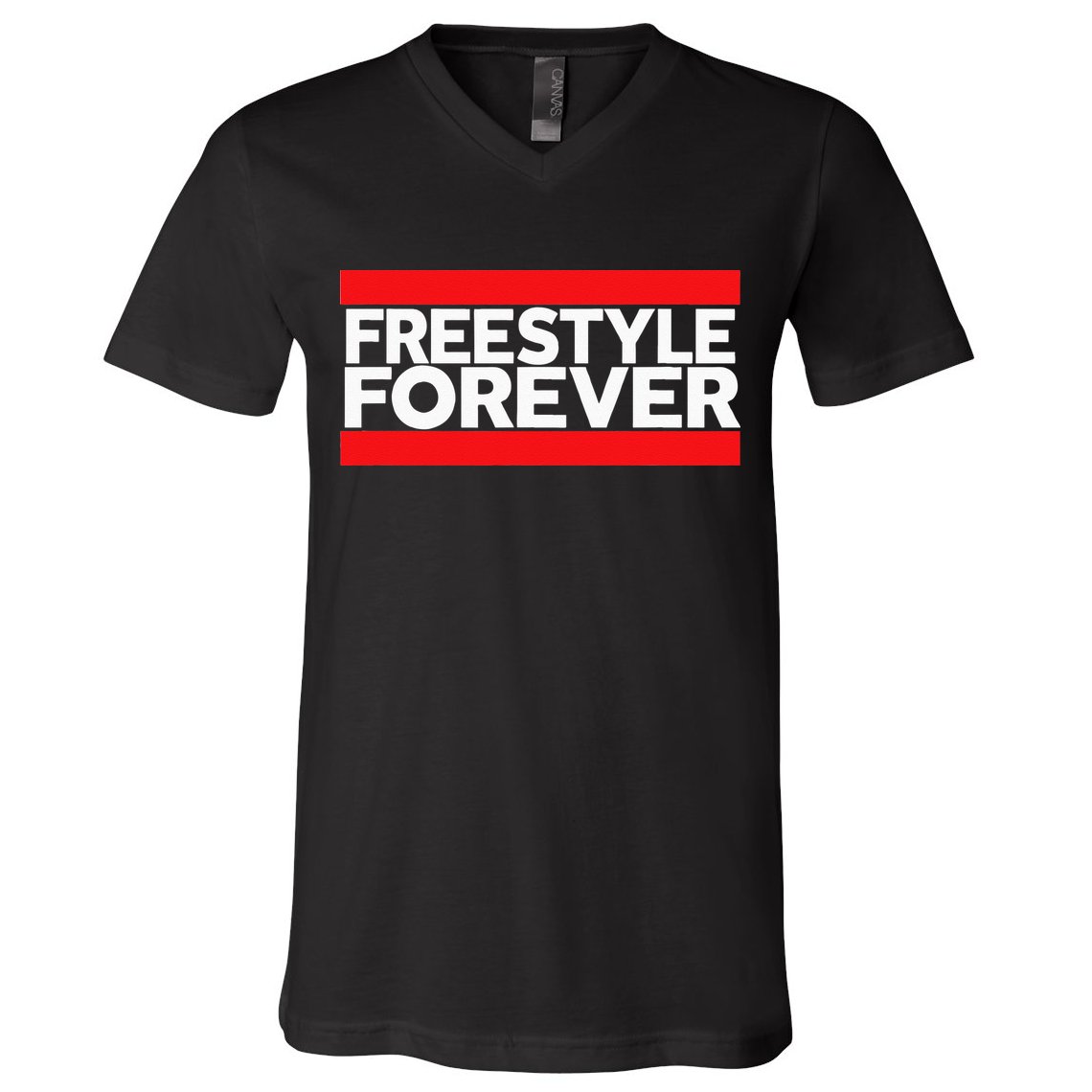 Freestyle Forever Music Fan 80s Retro Rap Style Graphic V-Neck T-Shirt