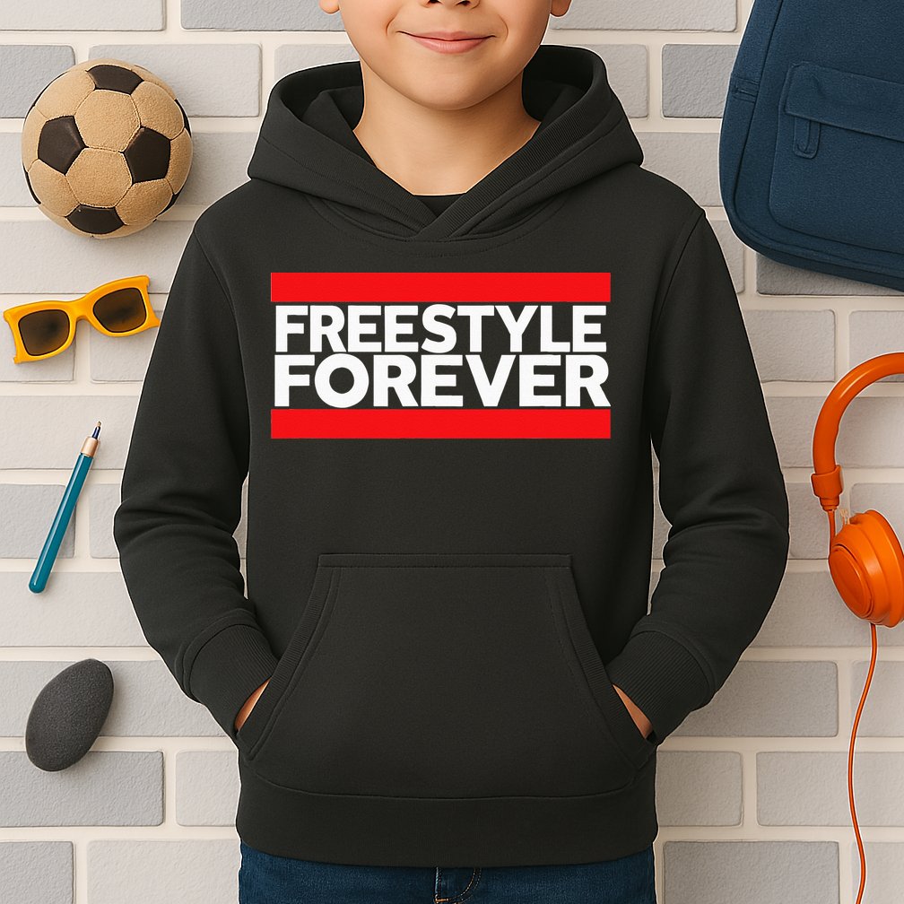 Freestyle Forever Music Fan 80s Retro Rap Style Graphic Kids Hoodie