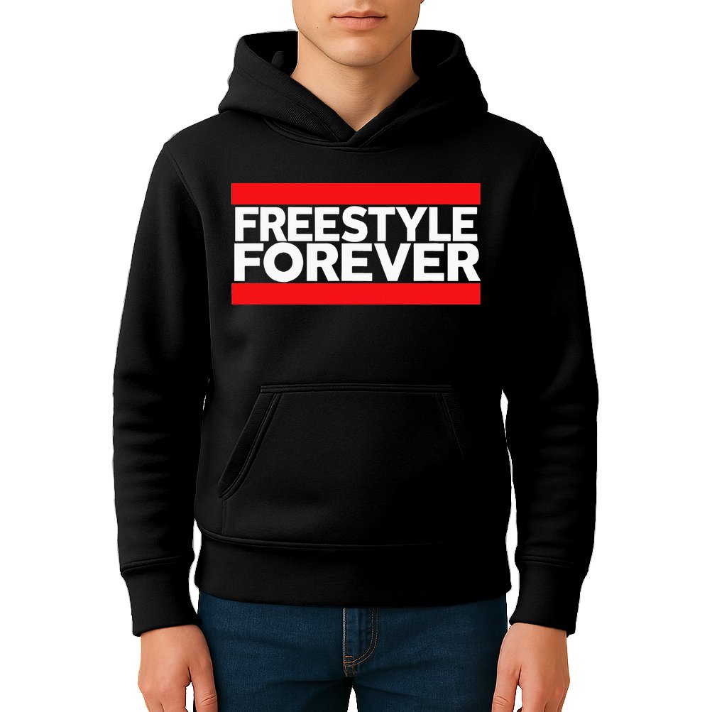 Freestyle Forever Music Fan 80s Retro Rap Style Graphic Kids Hoodie