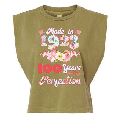 Flower Floral Made In 1923 100 Years Of Perfection Garment-Dyed Women's Muscle Tee