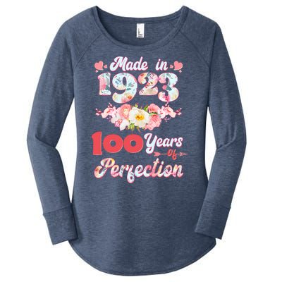 Flower Floral Made In 1923 100 Years Of Perfection Women's Perfect Tri Tunic Long Sleeve Shirt