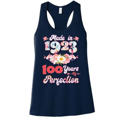 Flower Floral Made In 1923 100 Years Of Perfection Women's Racerback Tank