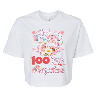 Flower Floral Made In 1923 100 Years Of Perfection Bella+Canvas Jersey Crop Tee