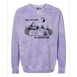 Funny Frog Meme My Wrath Is Infinite Frog Pond Colorblast Crewneck Sweatshirt