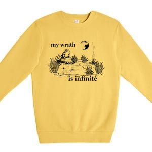 Funny Frog Meme My Wrath Is Infinite Frog Pond Premium Crewneck Sweatshirt