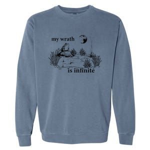 Funny Frog Meme My Wrath Is Infinite Frog Pond Garment-Dyed Sweatshirt