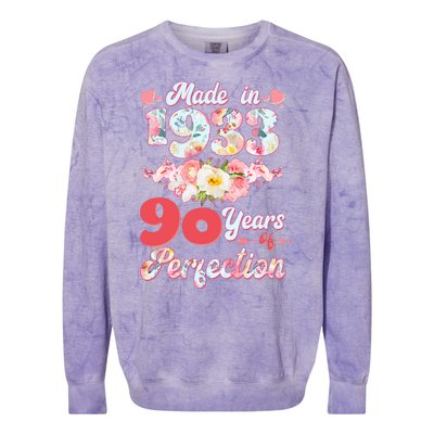 Flower Floral Made In 1933 90 Years Of Perfection Colorblast Crewneck Sweatshirt