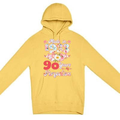 Flower Floral Made In 1933 90 Years Of Perfection Premium Pullover Hoodie