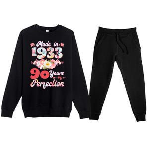 Flower Floral Made In 1933 90 Years Of Perfection Premium Crewneck Sweatsuit Set