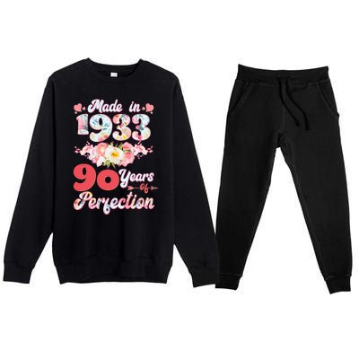 Flower Floral Made In 1933 90 Years Of Perfection Premium Crewneck Sweatsuit Set