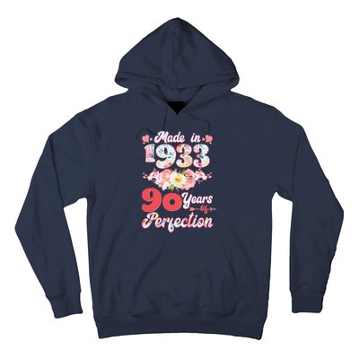 Flower Floral Made In 1933 90 Years Of Perfection Hoodie