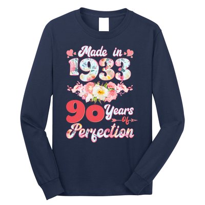 Flower Floral Made In 1933 90 Years Of Perfection Long Sleeve Shirt