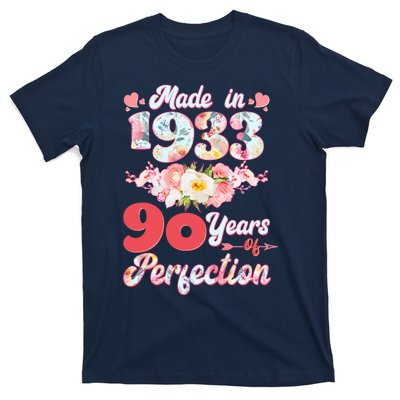 Flower Floral Made In 1933 90 Years Of Perfection T-Shirt