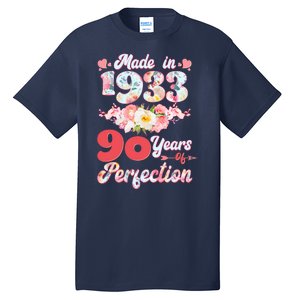 Flower Floral Made In 1933 90 Years Of Perfection Tall T-Shirt