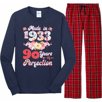 Flower Floral Made In 1933 90 Years Of Perfection Long Sleeve Pajama Set