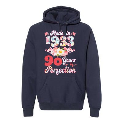 Flower Floral Made In 1933 90 Years Of Perfection Premium Hoodie