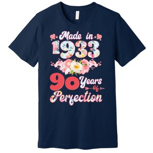 Flower Floral Made In 1933 90 Years Of Perfection Premium T-Shirt