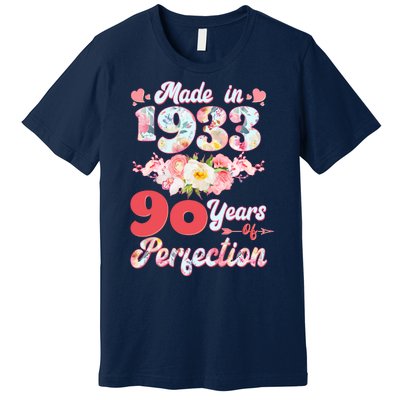 Flower Floral Made In 1933 90 Years Of Perfection Premium T-Shirt