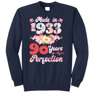 Flower Floral Made In 1933 90 Years Of Perfection Tall Sweatshirt