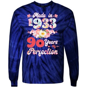 Flower Floral Made In 1933 90 Years Of Perfection Tie-Dye Long Sleeve Shirt