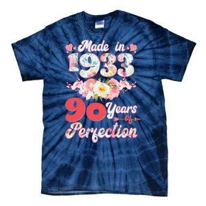 Flower Floral Made In 1933 90 Years Of Perfection Tie-Dye T-Shirt