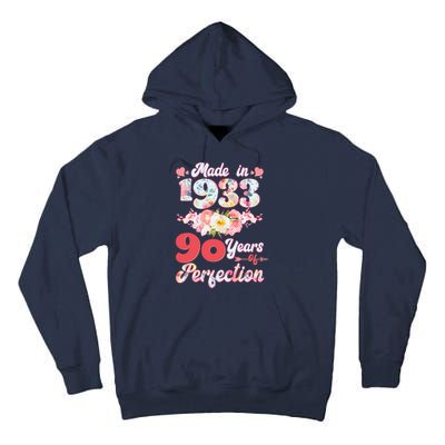 Flower Floral Made In 1933 90 Years Of Perfection Tall Hoodie