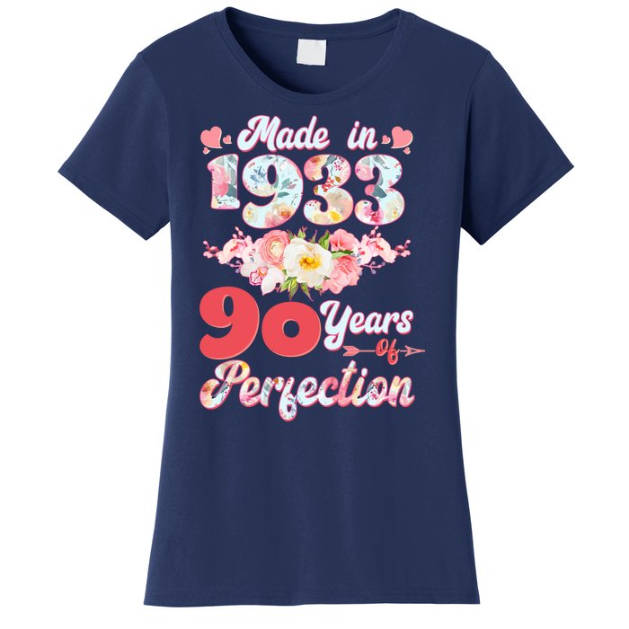 Flower Floral Made In 1933 90 Years Of Perfection Women's T-Shirt