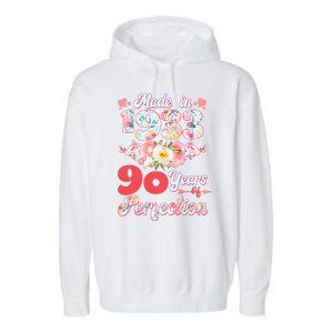 Flower Floral Made In 1933 90 Years Of Perfection Garment-Dyed Fleece Hoodie