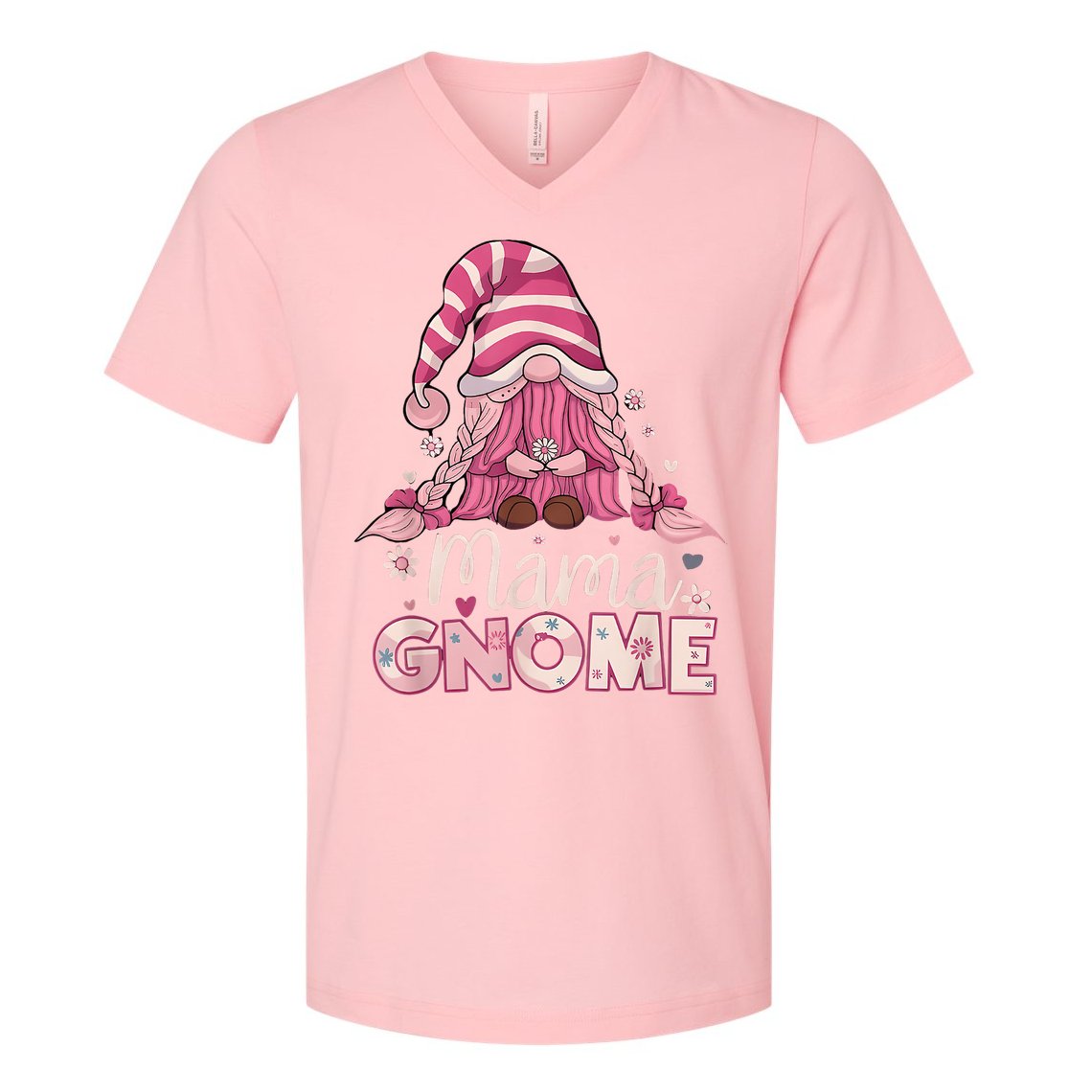 Flower For Mom Gnomies Cute Gnome Mom Happy Mother's Day V-Neck T-Shirt