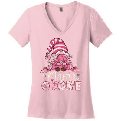 Flower For Mom Gnomies Cute Gnome Mom Happy Mother's Day Women's V-Neck T-Shirt