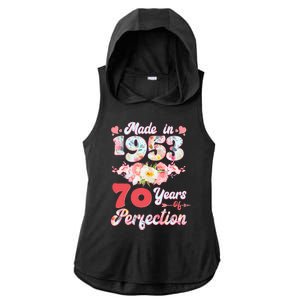 Flower Floral Made In 1953 70 Years Of Perfection Ladies PosiCharge Tri-Blend Wicking Draft Hoodie Tank