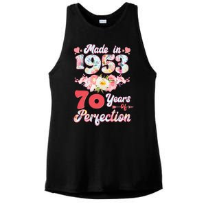 Flower Floral Made In 1953 70 Years Of Perfection Ladies PosiCharge Tri-Blend Wicking Tank