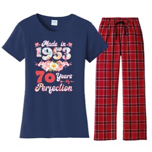 Flower Floral Made In 1953 70 Years Of Perfection Women's Flannel Pajama Set